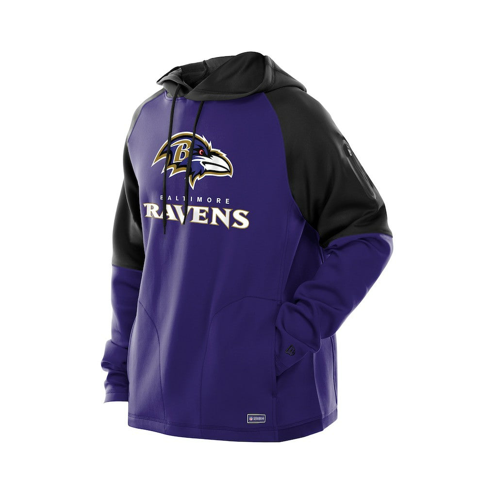 Baltimore Ravens New Era Combine Authentic Color Block Raglan Pullover Hoodie - Purple Hoodies