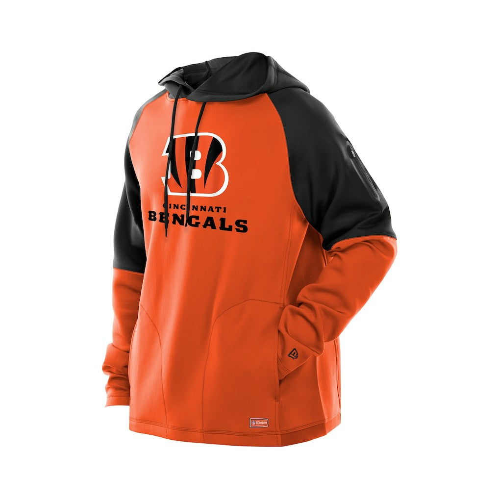 Cincinnati Bengals New Era Combine Authentic Color Block Raglan Pullover Hoodie - Orange Hoodies