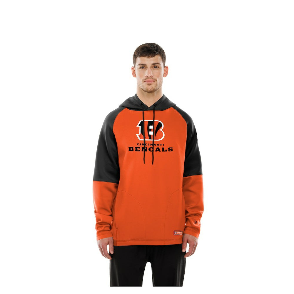Cincinnati Bengals New Era Combine Authentic Color Block Raglan Pullover Hoodie - Orange Hoodies