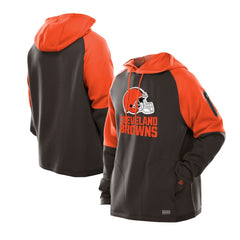 Cleveland Browns New Era Combine Authentic Color Block Raglan Pullover Hoodie - Brown Hoodies