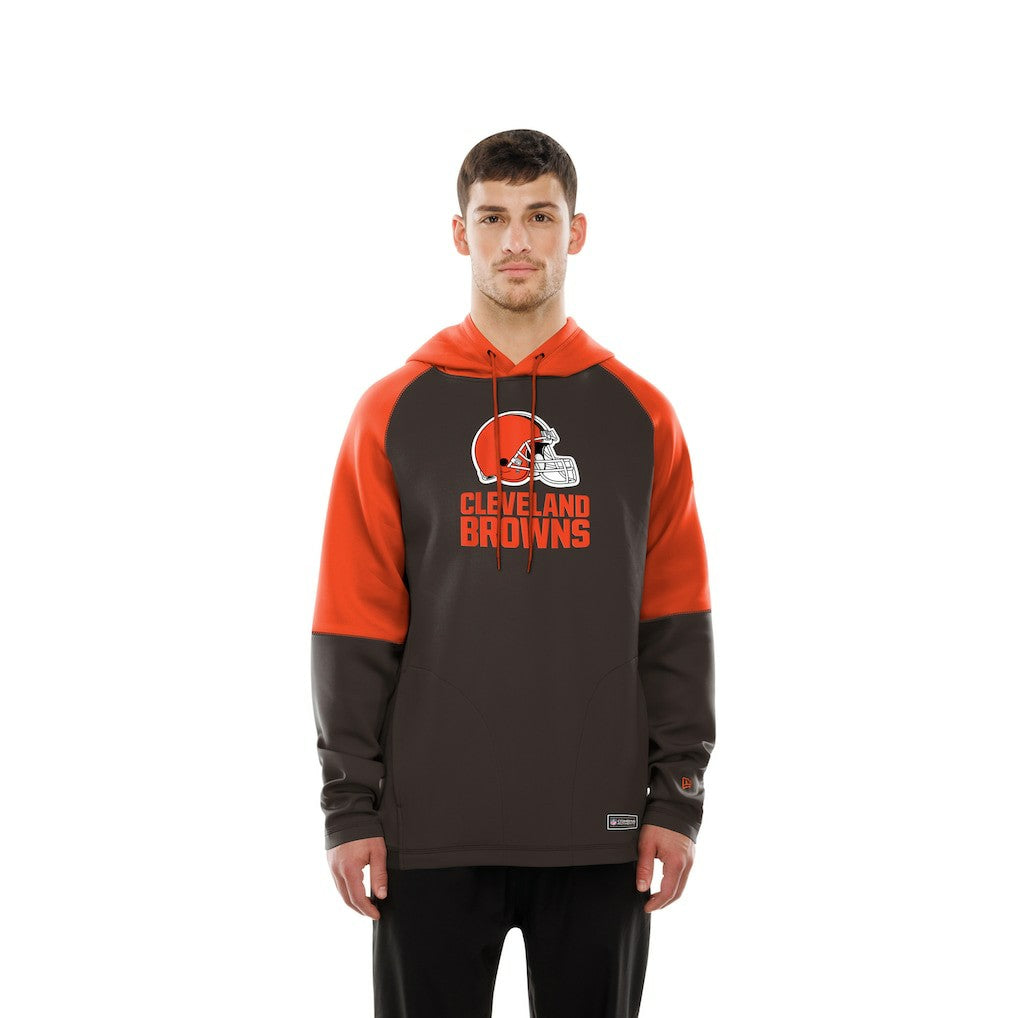 Cleveland Browns New Era Combine Authentic Color Block Raglan Pullover Hoodie - Brown Hoodies