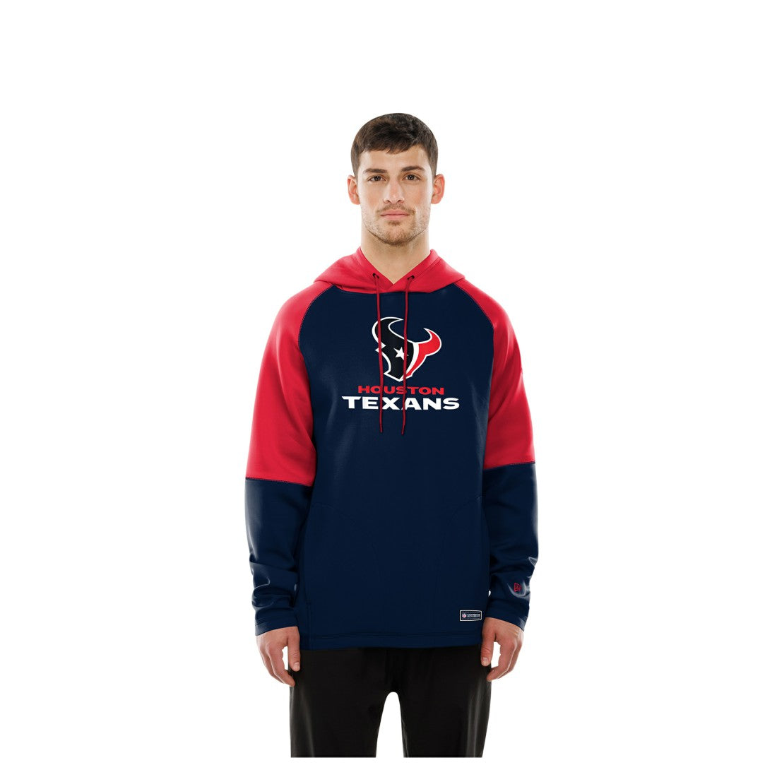 Houston Texans New Era Combine Authentic Color Block Raglan Pullover Hoodie - Navy Hoodies