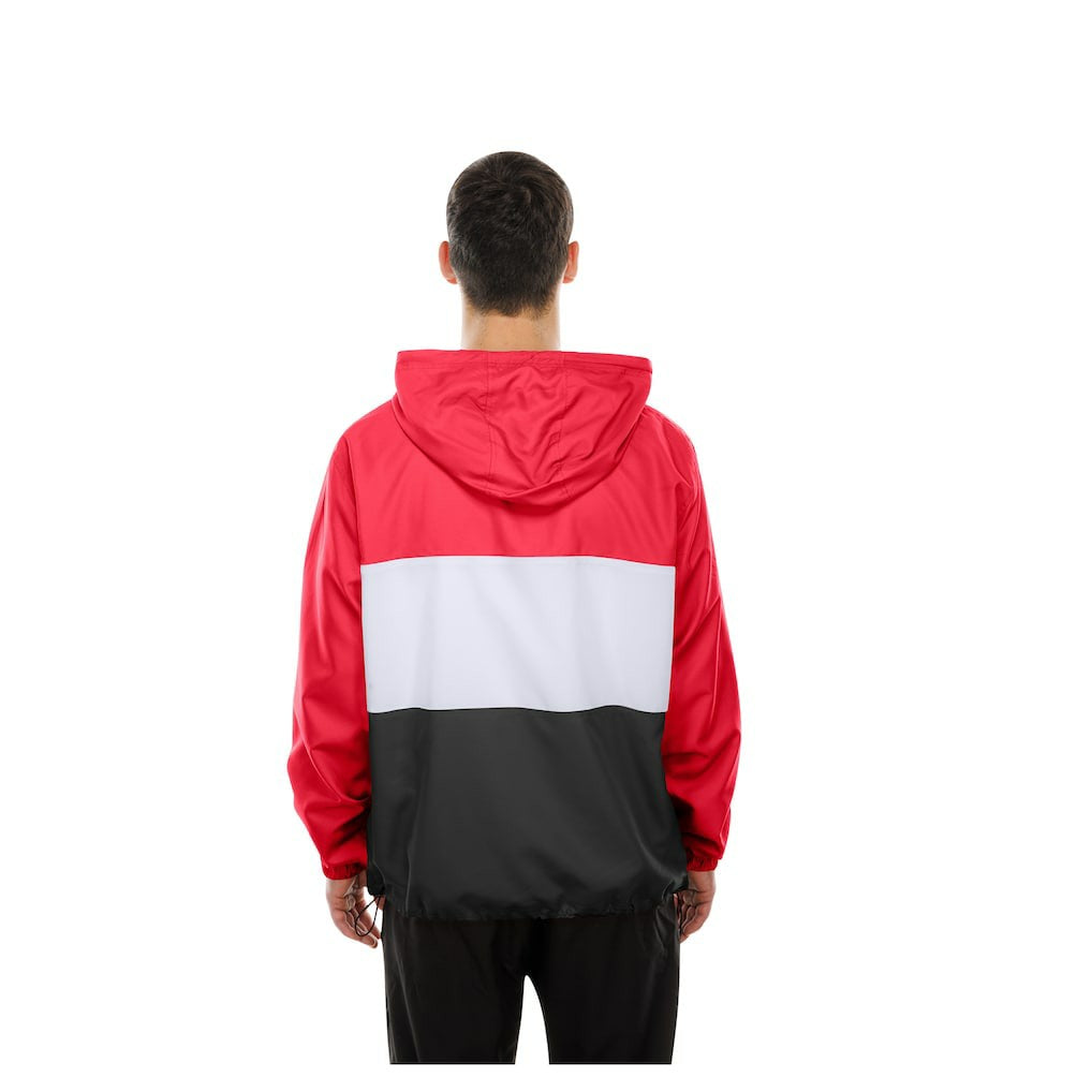 Kansas City Chiefs New Era Ripstop Quarter-Zip Hooded Windbreaker - Red Tops