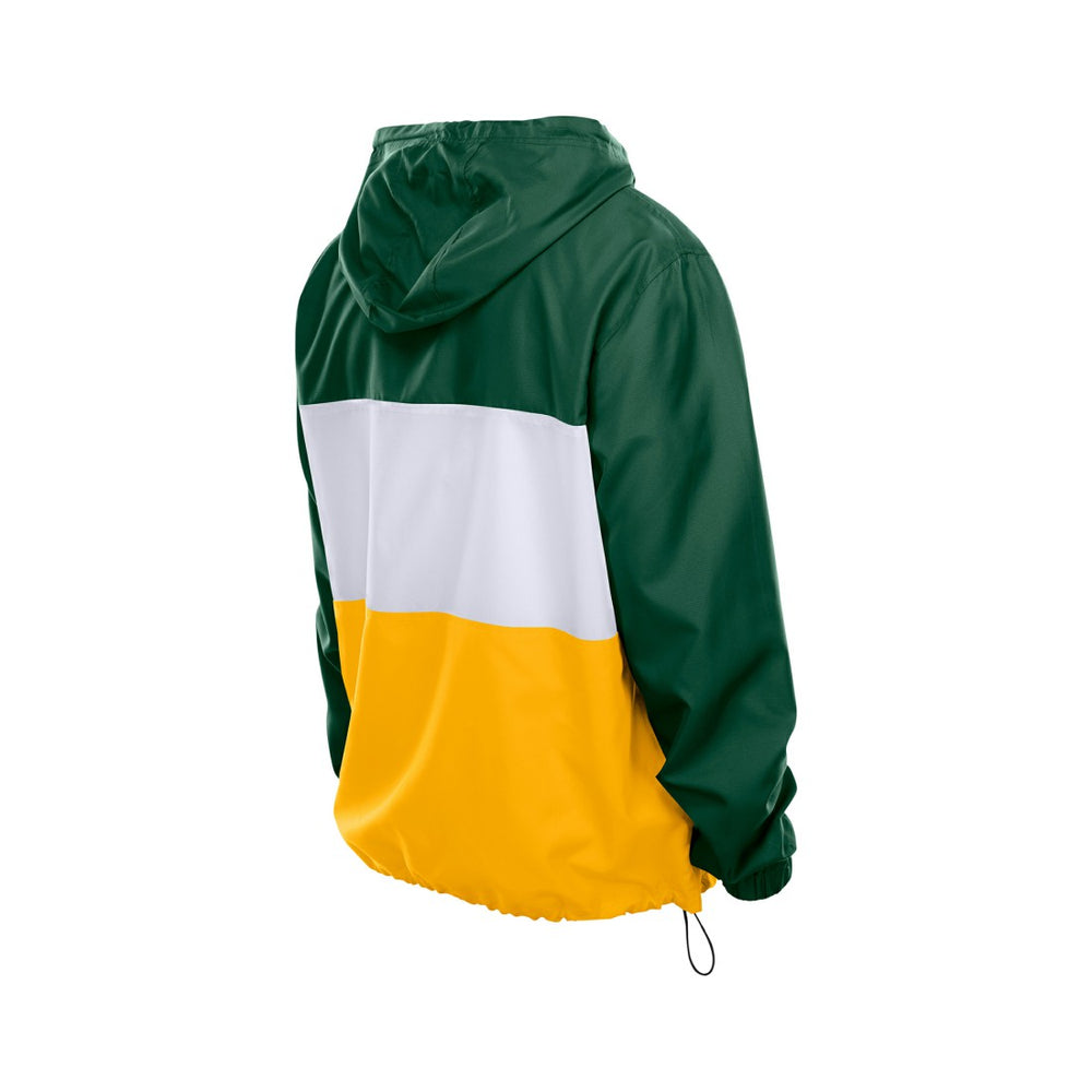 Green Bay Packers New Era Ripstop Quarter-Zip Hooded Windbreaker - Green Tops
