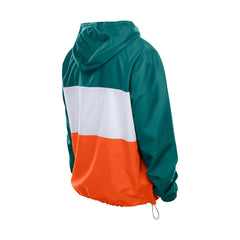 Miami Dolphins New Era Ripstop Quarter-Zip Hooded Windbreaker - Aqua Tops