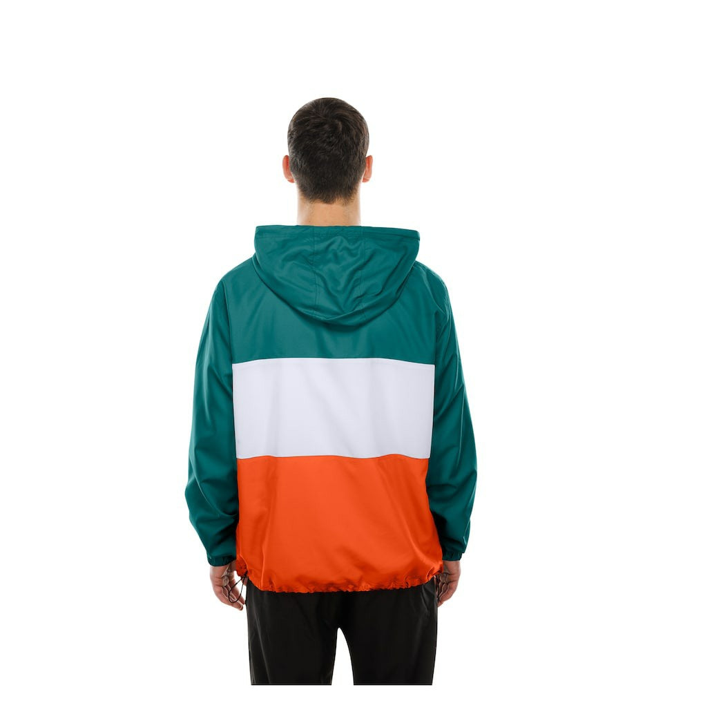 Miami Dolphins New Era Ripstop Quarter-Zip Hooded Windbreaker - Aqua Tops