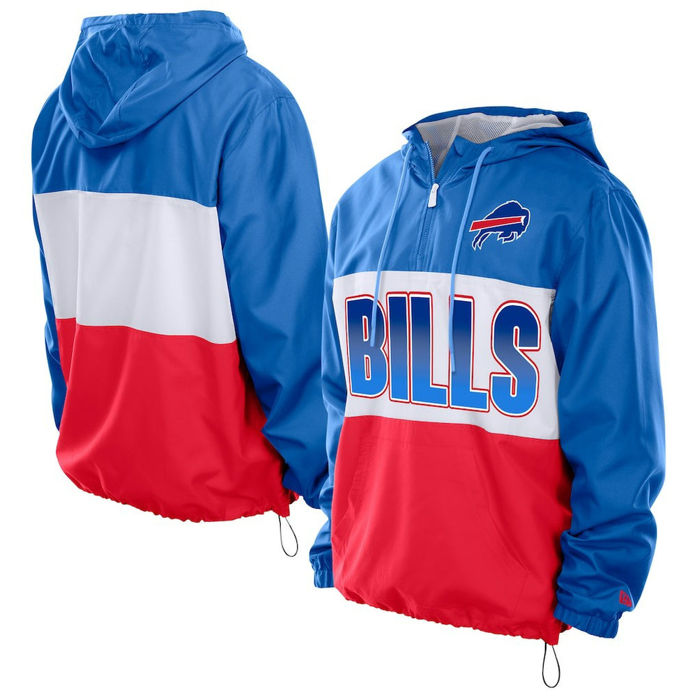 Buffalo Bills New Era Ripstop Quarter-Zip Hooded Windbreaker - Royal Tops