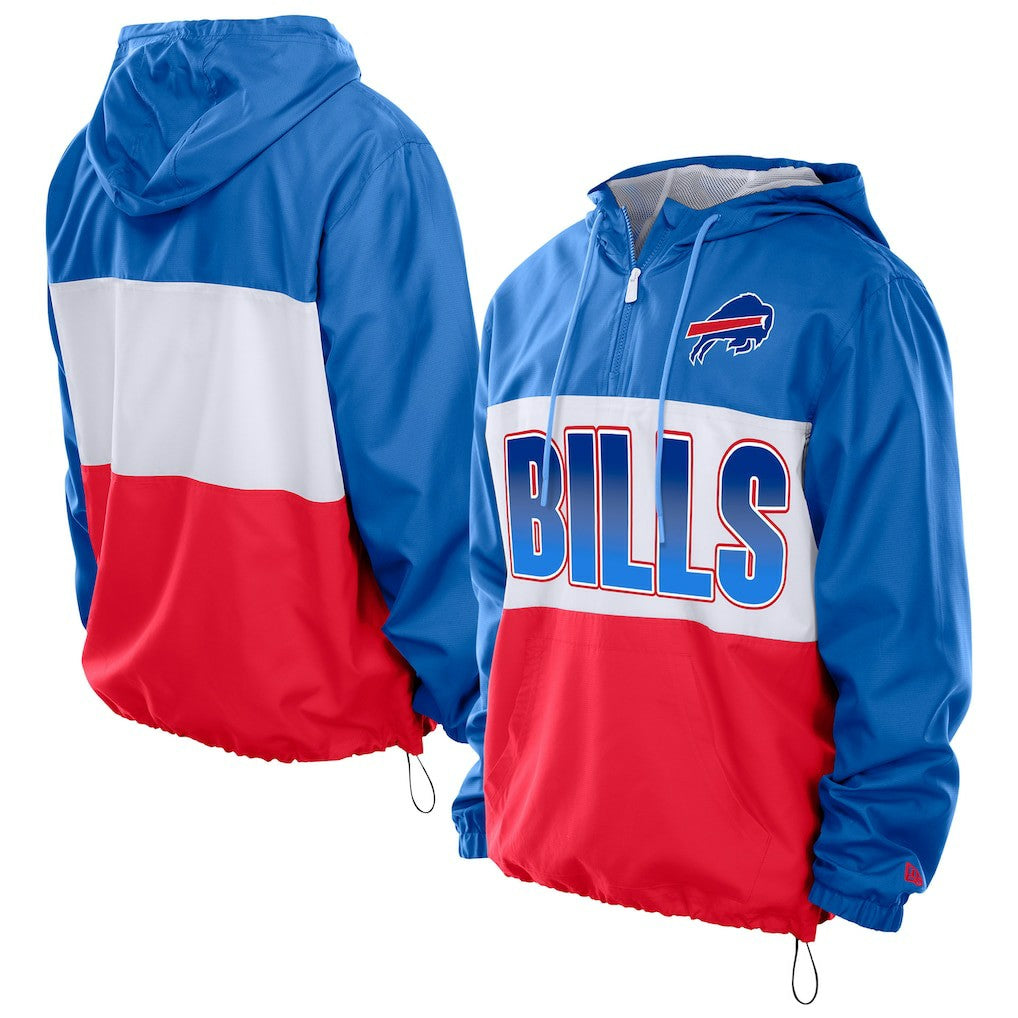 Buffalo Bills New Era Ripstop Quarter-Zip Hooded Windbreaker - Royal Tops