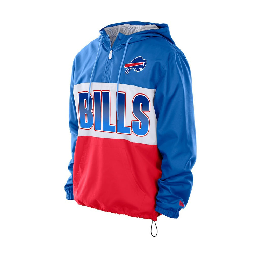 Buffalo Bills New Era Ripstop Quarter-Zip Hooded Windbreaker - Royal Tops
