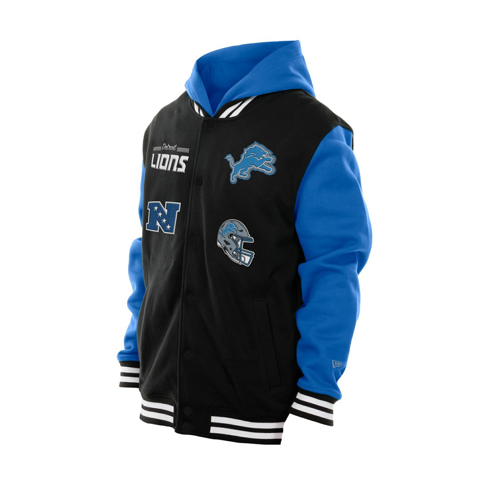 Detroit Lions New Era Full-Snap Fleece Hoodie Jacket - Black Hoodies