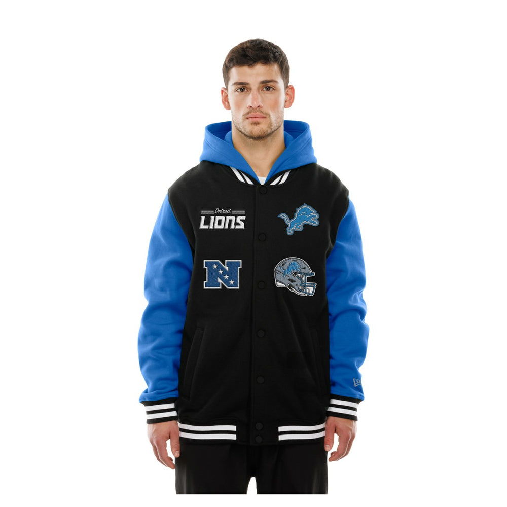 Detroit Lions New Era Full-Snap Fleece Hoodie Jacket - Black Hoodies