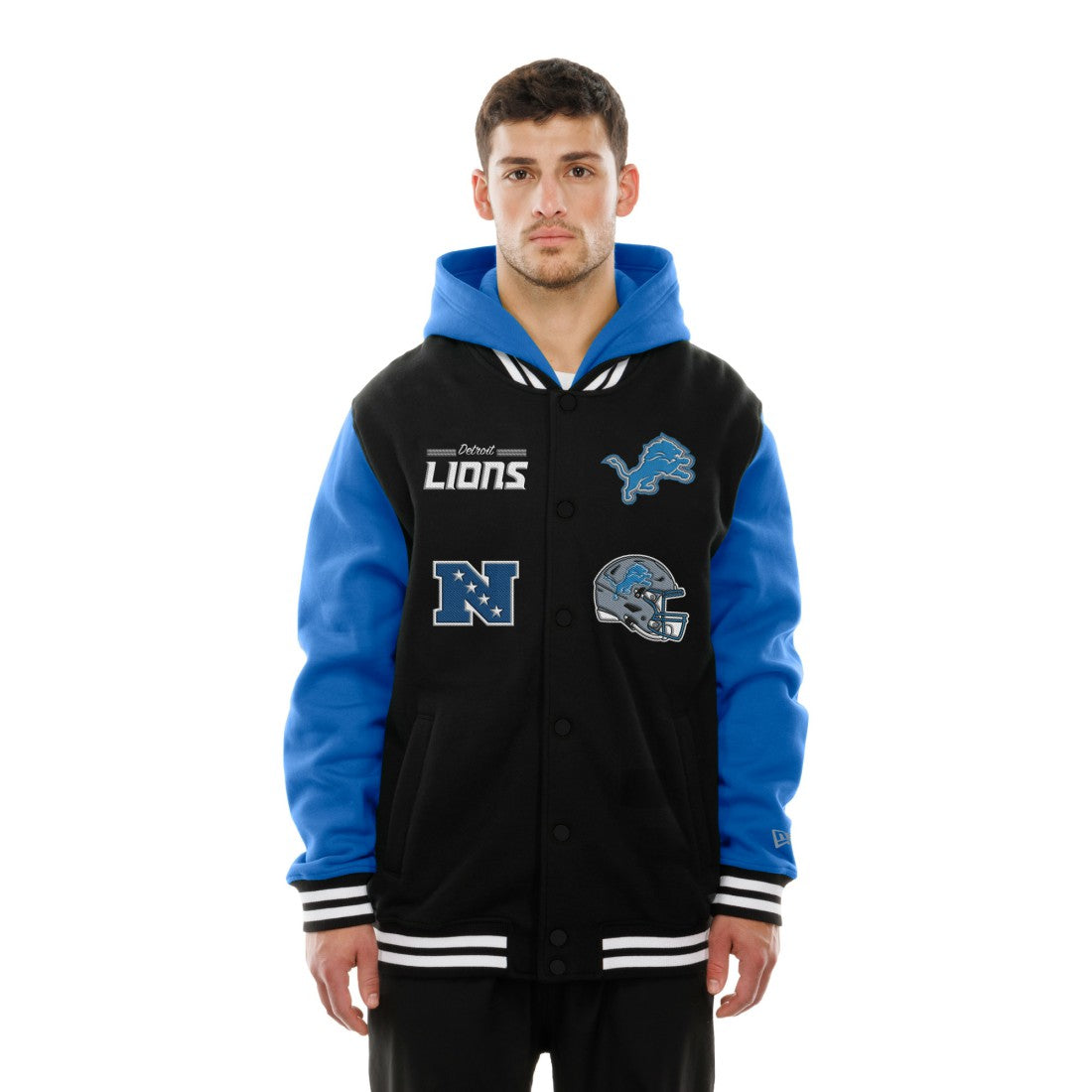 Detroit Lions New Era Full-Snap Fleece Hoodie Jacket - Black Hoodies