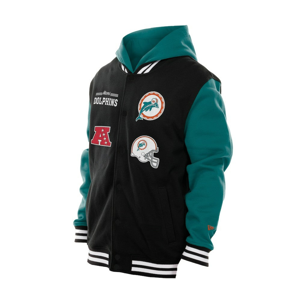 Miami Dolphins New Era Full-Snap Fleece Hoodie Jacket - Black Hoodies