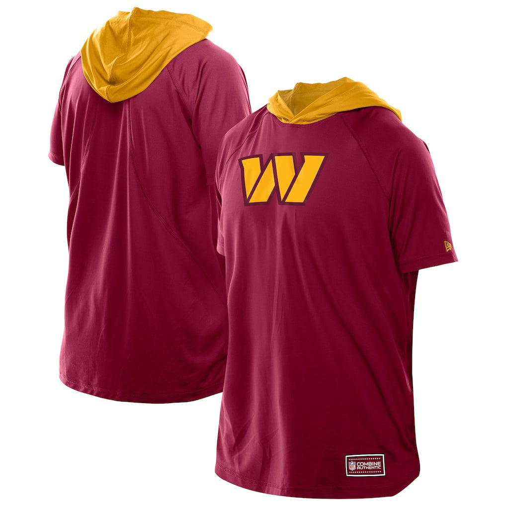 Washington Commanders New Era Combine Authentic Hooded Raglan Short-Sleeve T-Shirt - Scarlet T-shirts