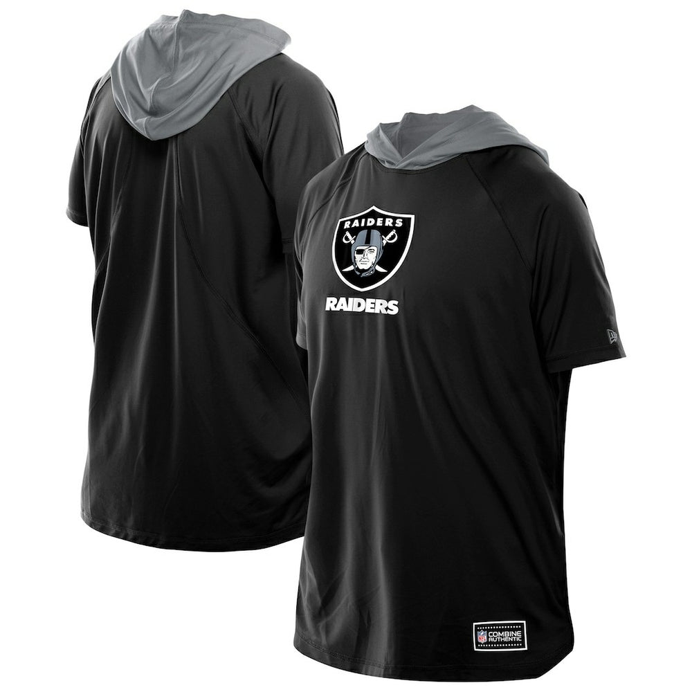 Las Vegas Raiders New Era Combine Authentic Hooded Raglan Short-Sleeve T-Shirt - Black T-shirts