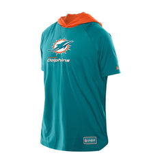 Miami Dolphins New Era Combine Authentic Hooded Raglan Short-Sleeve T-Shirt - Aqua T-shirts