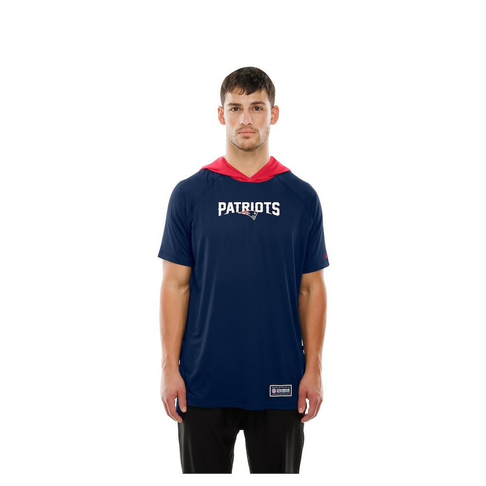 New England Patriots New Era Combine Authentic Hooded Raglan Short-Sleeve T-Shirt - Navy T-shirts