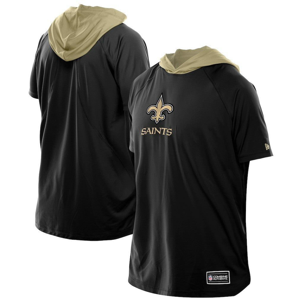 New Orleans Saints New Era Combine Authentic Hooded Raglan Short-Sleeve T-Shirt - Black T-shirts