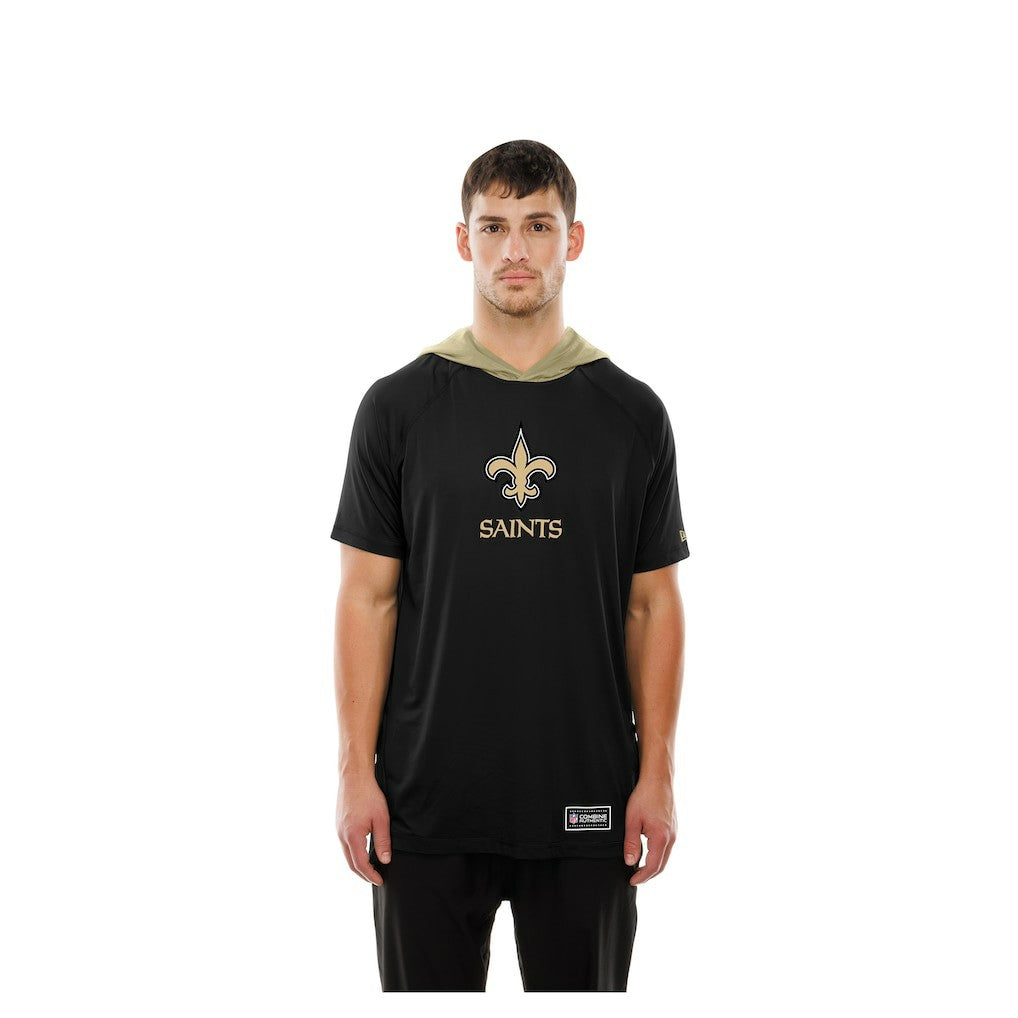 New Orleans Saints New Era Combine Authentic Hooded Raglan Short-Sleeve T-Shirt - Black T-shirts