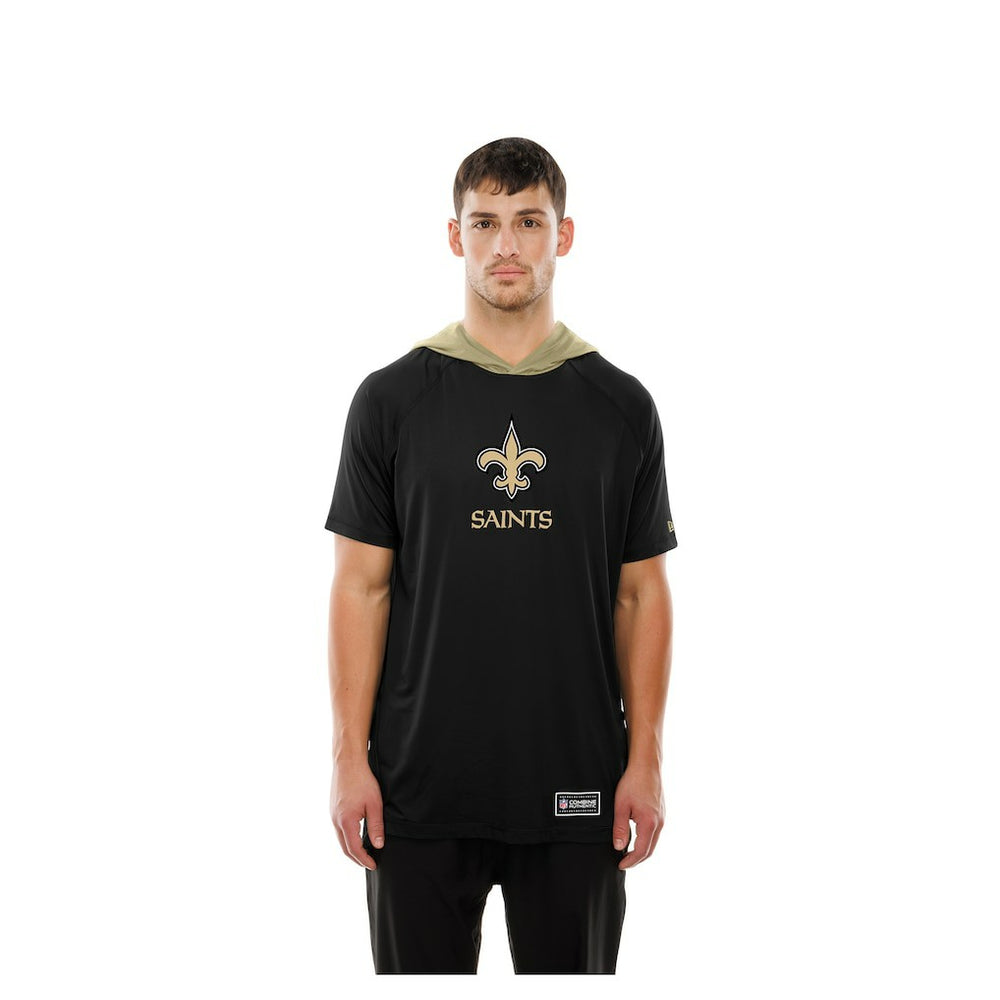 New Orleans Saints New Era Combine Authentic Hooded Raglan Short-Sleeve T-Shirt - Black T-shirts