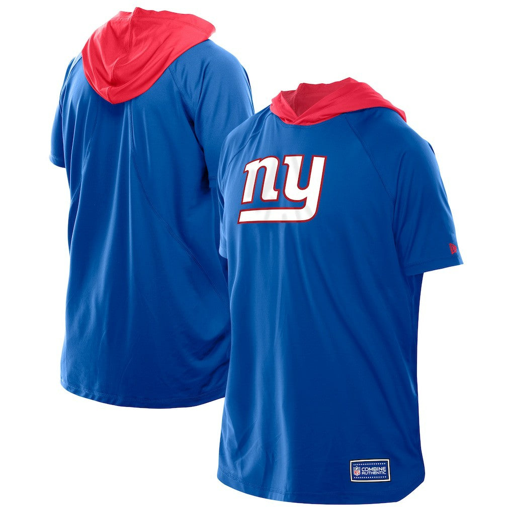 New York Giants New Era Combine Authentic Hooded Raglan Short-Sleeve T-Shirt - Royal T-shirts