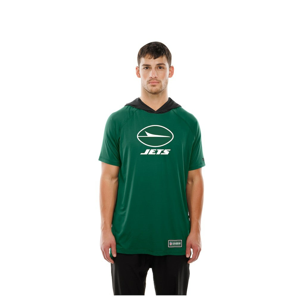 New York Jets New Era Combine Authentic Hooded Raglan Short-Sleeve T-Shirt - Green T-shirts