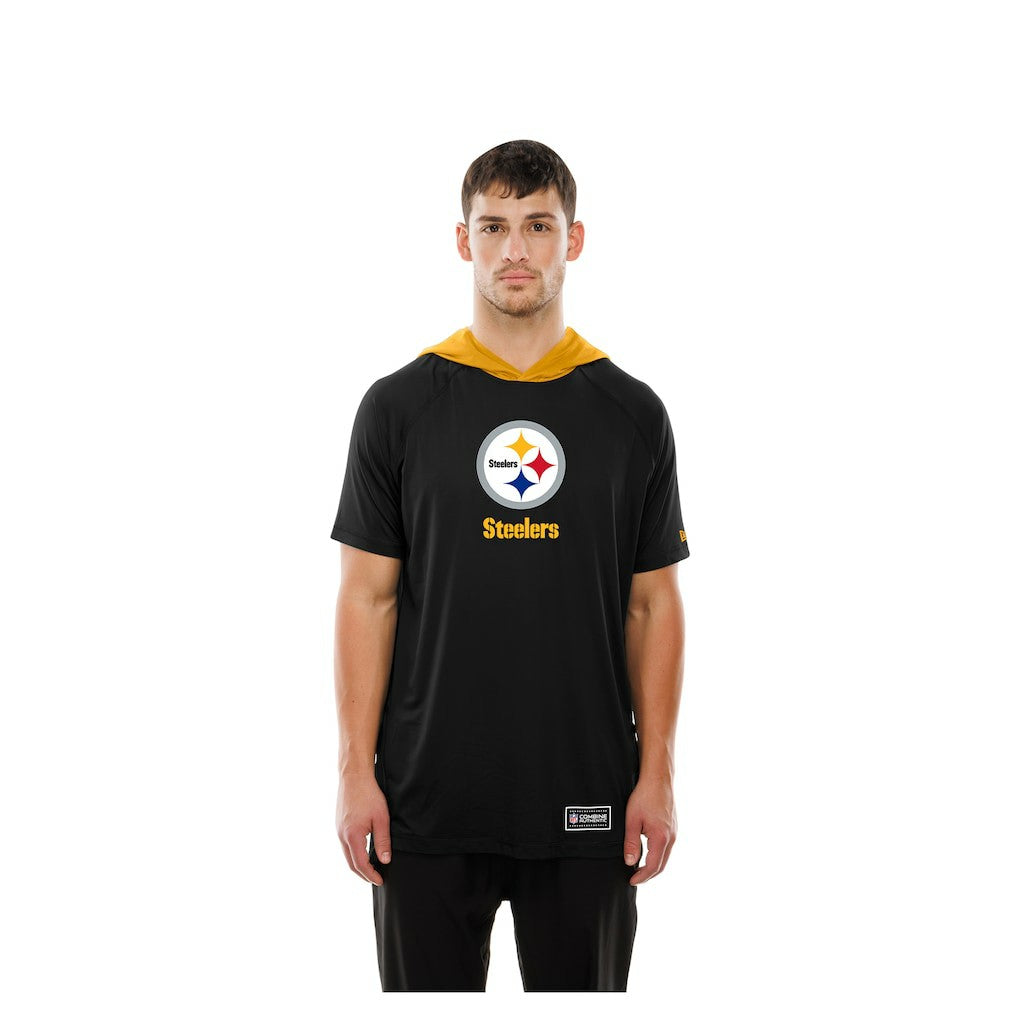 Pittsburgh Steelers New Era Combine Authentic Hooded Raglan Short-Sleeve T-Shirt - Black T-shirts