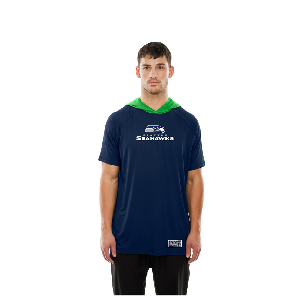 Seattle Seahawks New Era Combine Authentic Hooded Raglan Short-Sleeve T-Shirt - College Navy T-shirts