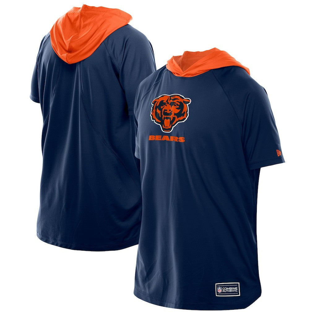 Chicago Bears New Era Combine Authentic Hooded Raglan Short-Sleeve T-Shirt - Navy T-shirts