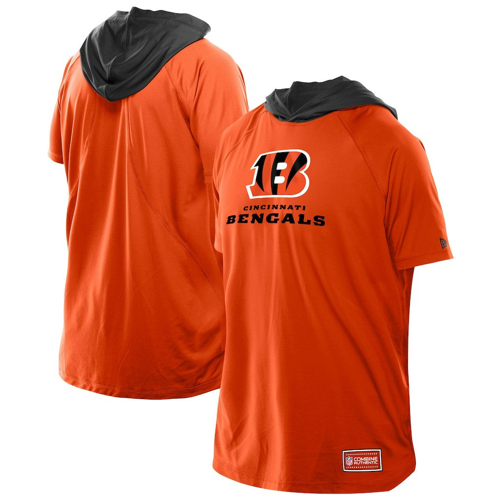 Cincinnati Bengals New Era Combine Authentic Hooded Raglan Short-Sleeve T-Shirt - Orange T-shirts