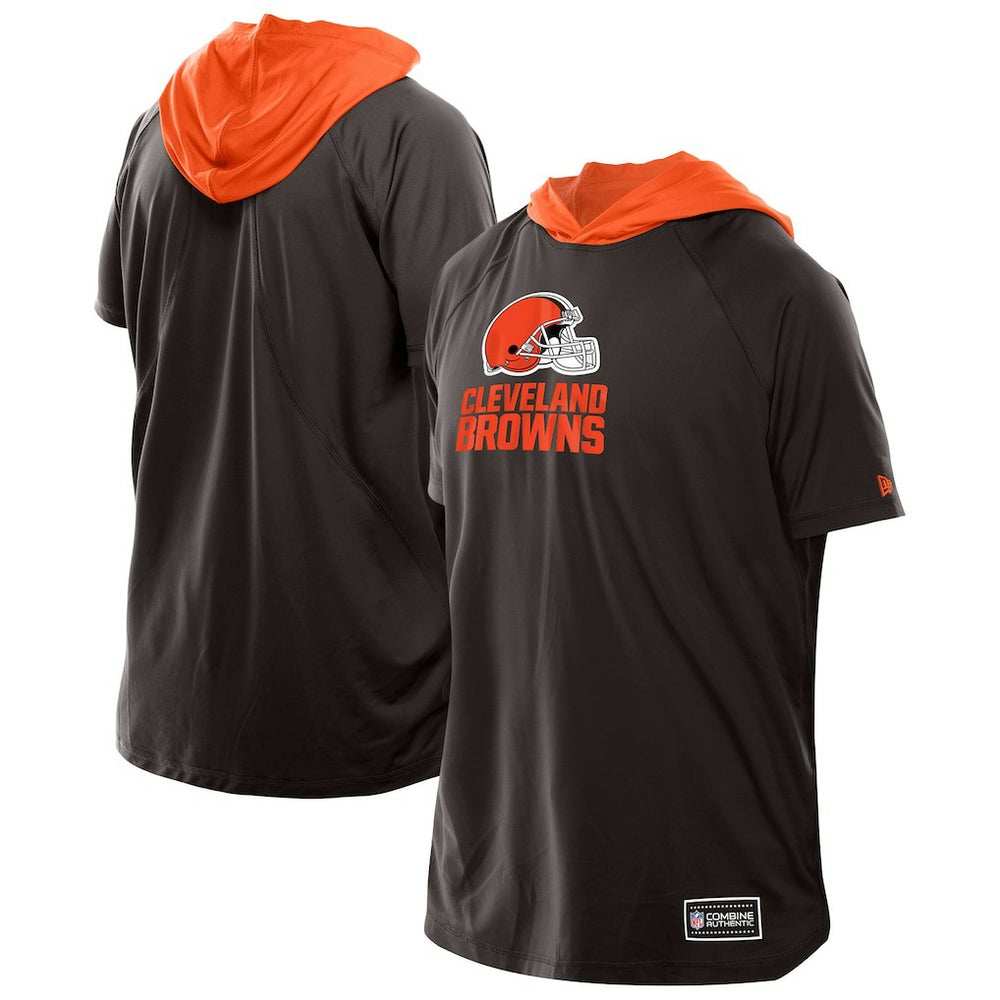 Cleveland Browns New Era Combine Authentic Hooded Raglan Short-Sleeve T-Shirt - Brown T-shirts