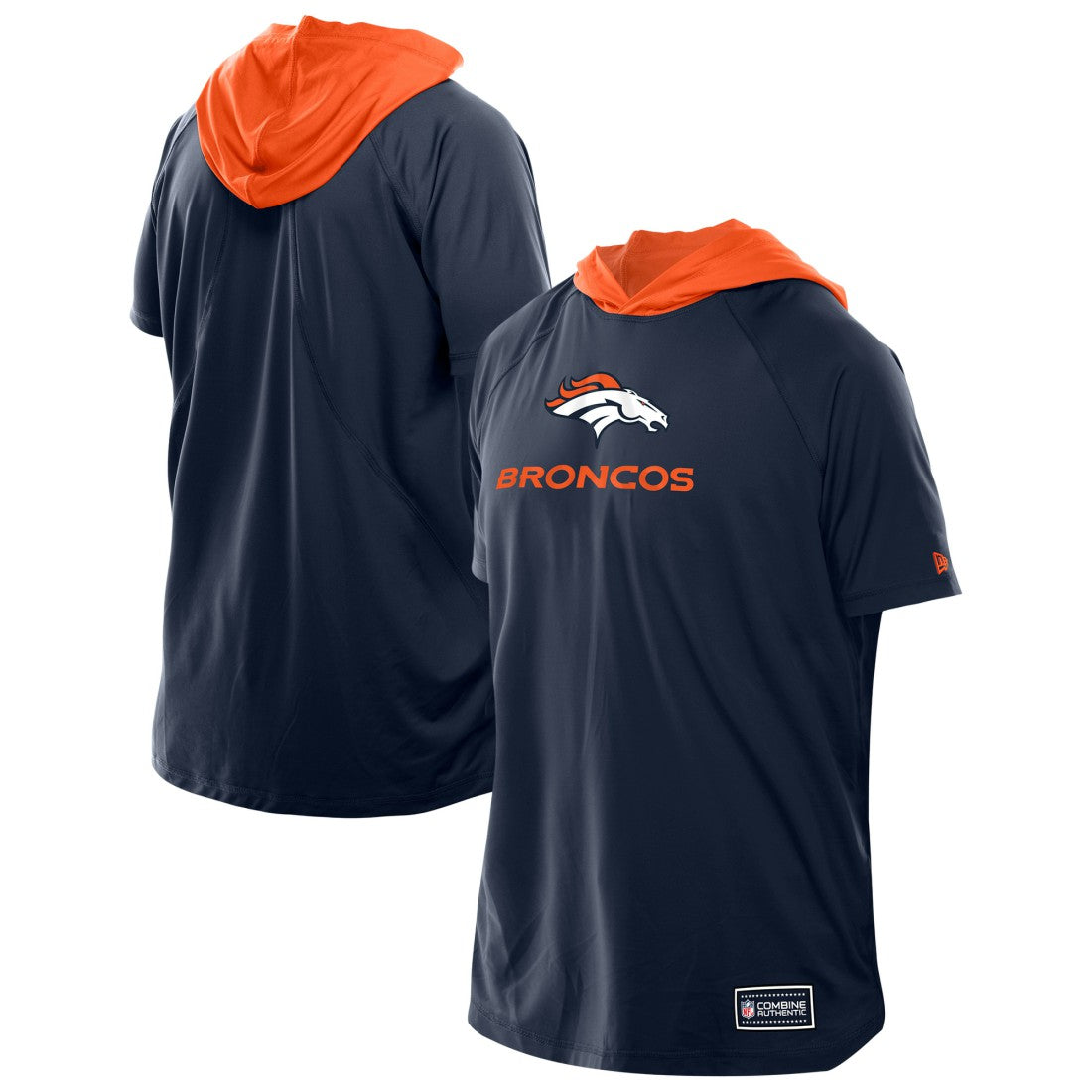 Denver Broncos New Era Combine Authentic Hooded Raglan Short-Sleeve T-Shirt - Navy T-shirts