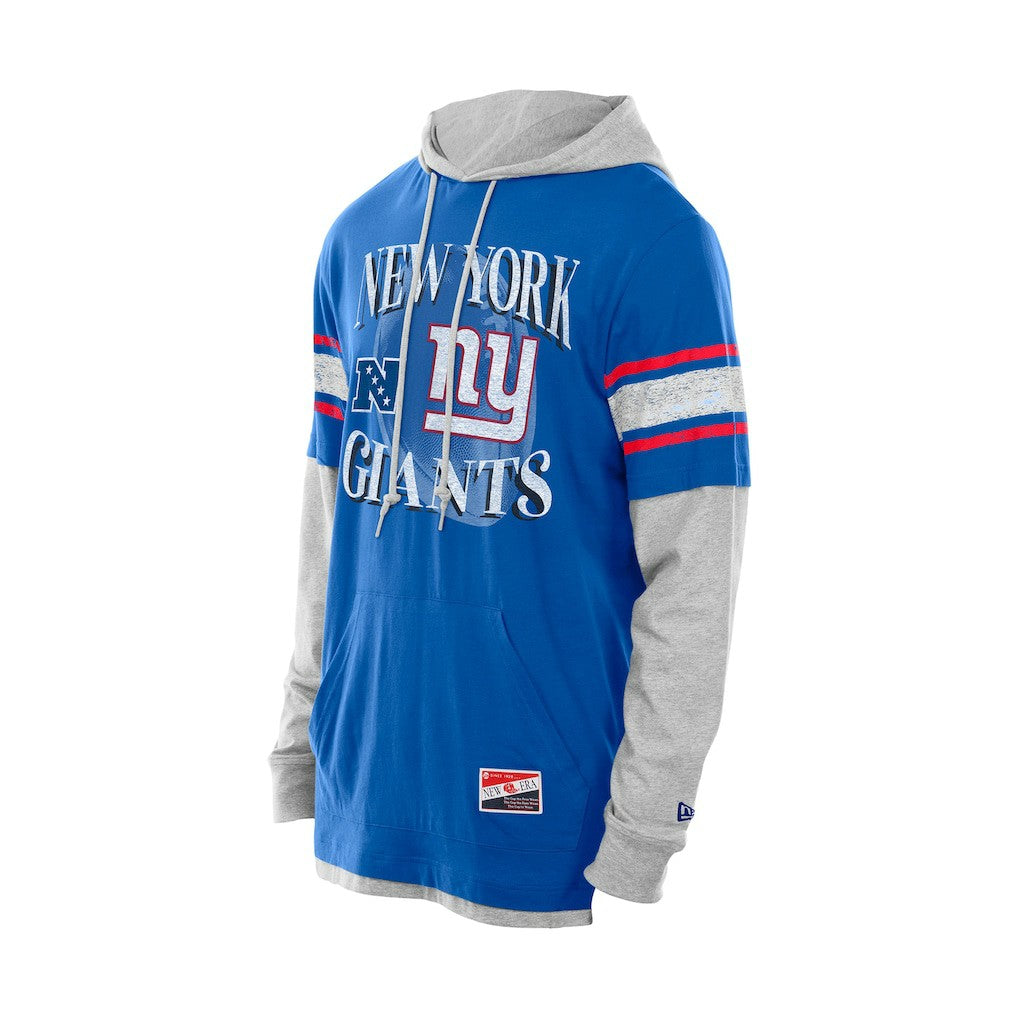 New York Giants New Era Twofer Layered Long Sleeve Hoodie T-Shirt - Royal Hoodies