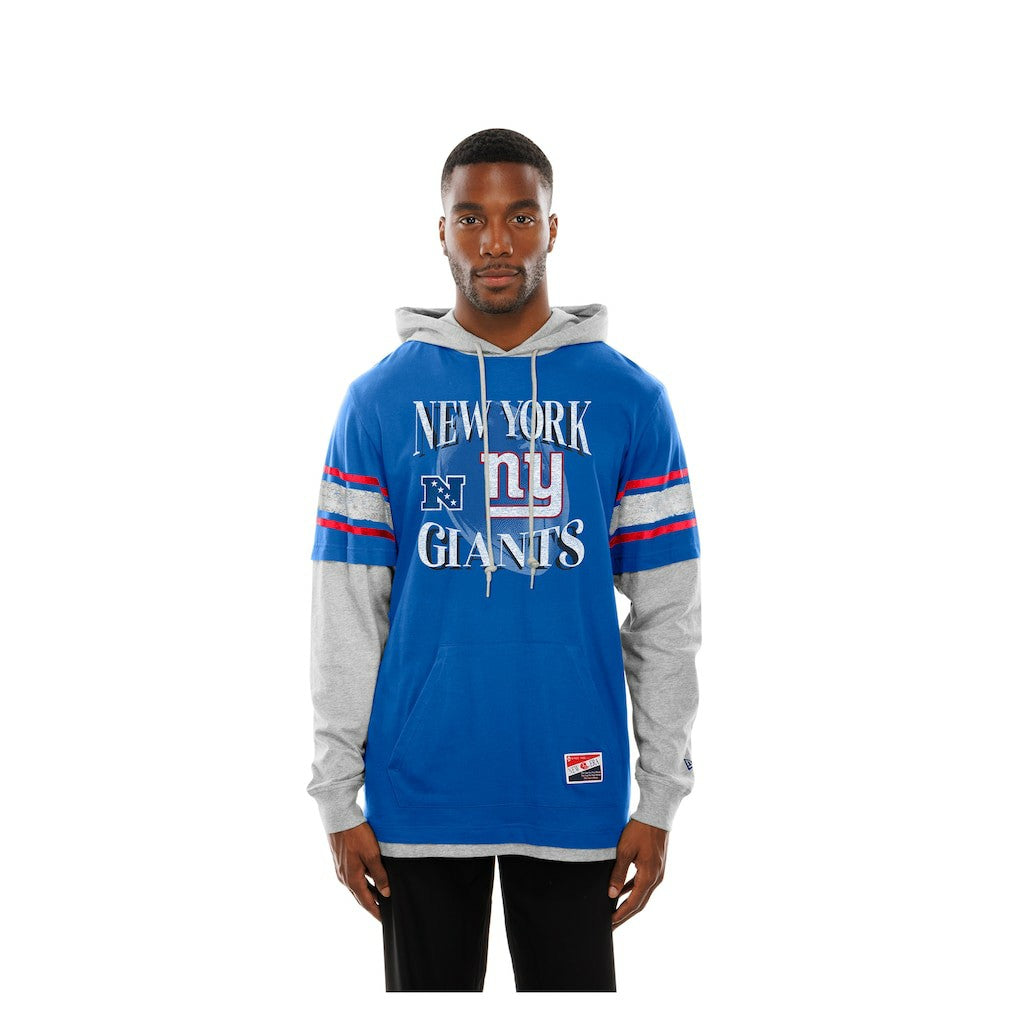 New York Giants New Era Twofer Layered Long Sleeve Hoodie T-Shirt - Royal Hoodies