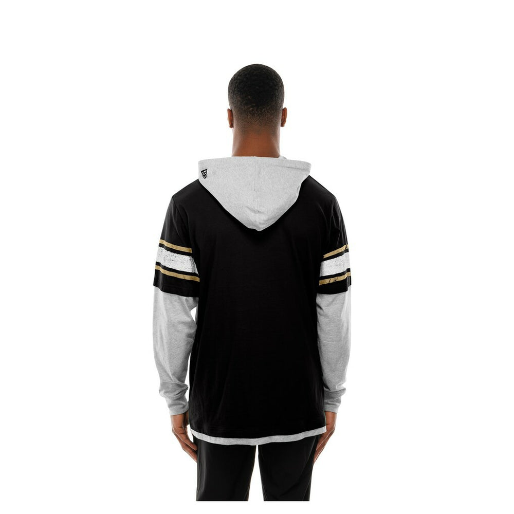 New Orleans Saints New Era Twofer Layered Long Sleeve Hoodie T-Shirt - Black Hoodies