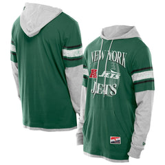 New York Jets New Era Twofer Layered Long Sleeve Hoodie T-Shirt - Green Hoodies