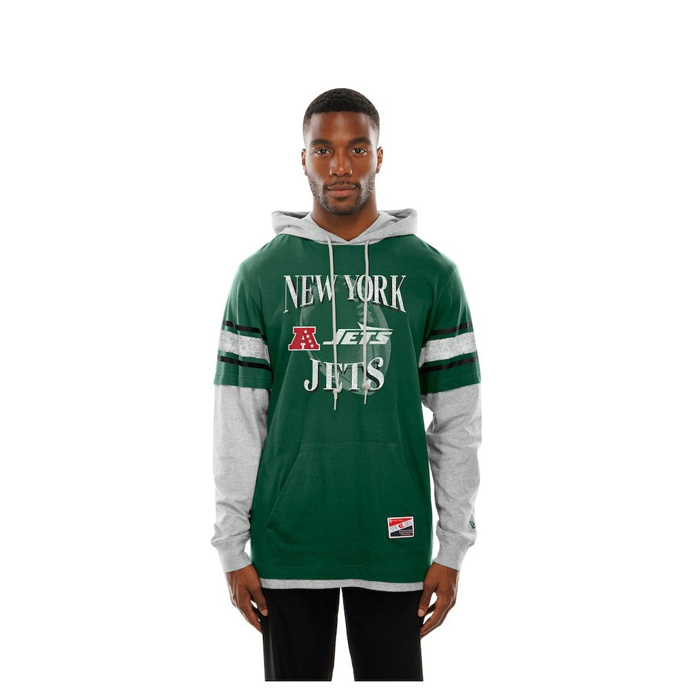 New York Jets New Era Twofer Layered Long Sleeve Hoodie T-Shirt - Green Hoodies