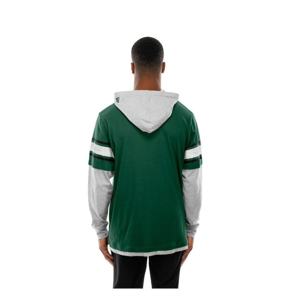 New York Jets New Era Twofer Layered Long Sleeve Hoodie T-Shirt - Green Hoodies