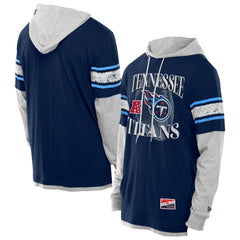 Tennessee Titans New Era Twofer Layered Long Sleeve Hoodie T-Shirt - Navy Hoodies