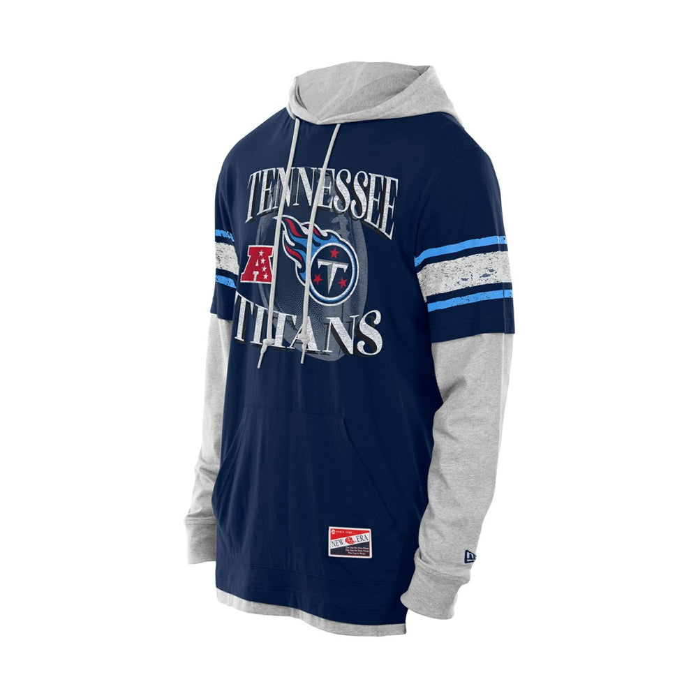 Tennessee Titans New Era Twofer Layered Long Sleeve Hoodie T-Shirt - Navy Hoodies