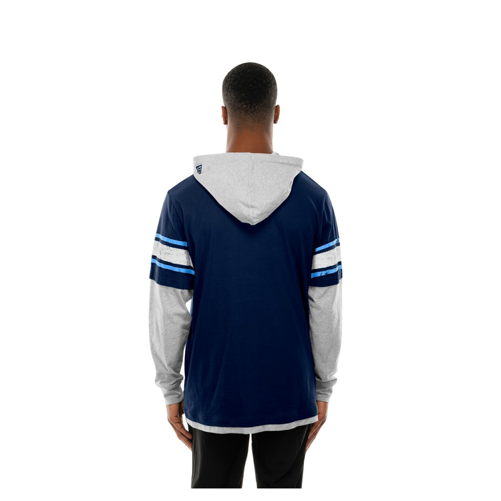 Tennessee Titans New Era Twofer Layered Long Sleeve Hoodie T-Shirt - Navy Hoodies