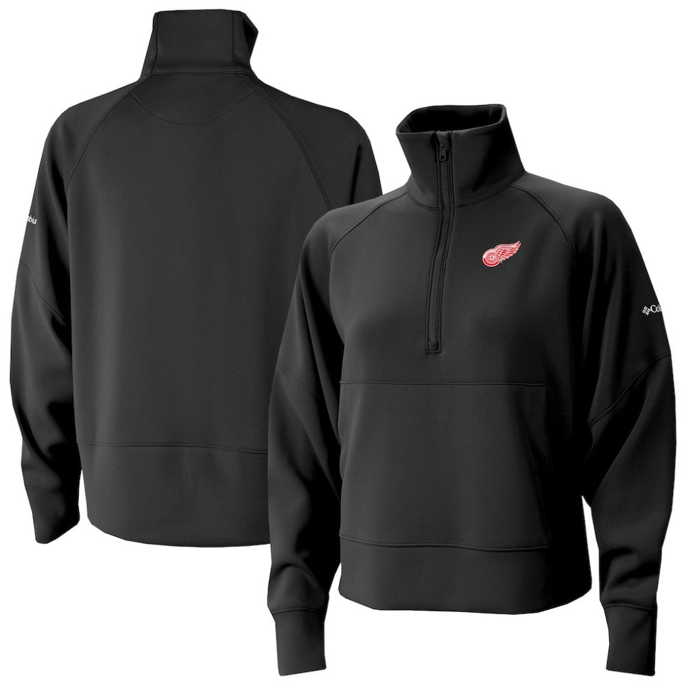 Detroit Red Wings Columbia Women's Wickhams Hills Raglan Omni-Wick Half-Zip Pullover - Black | US 202633153