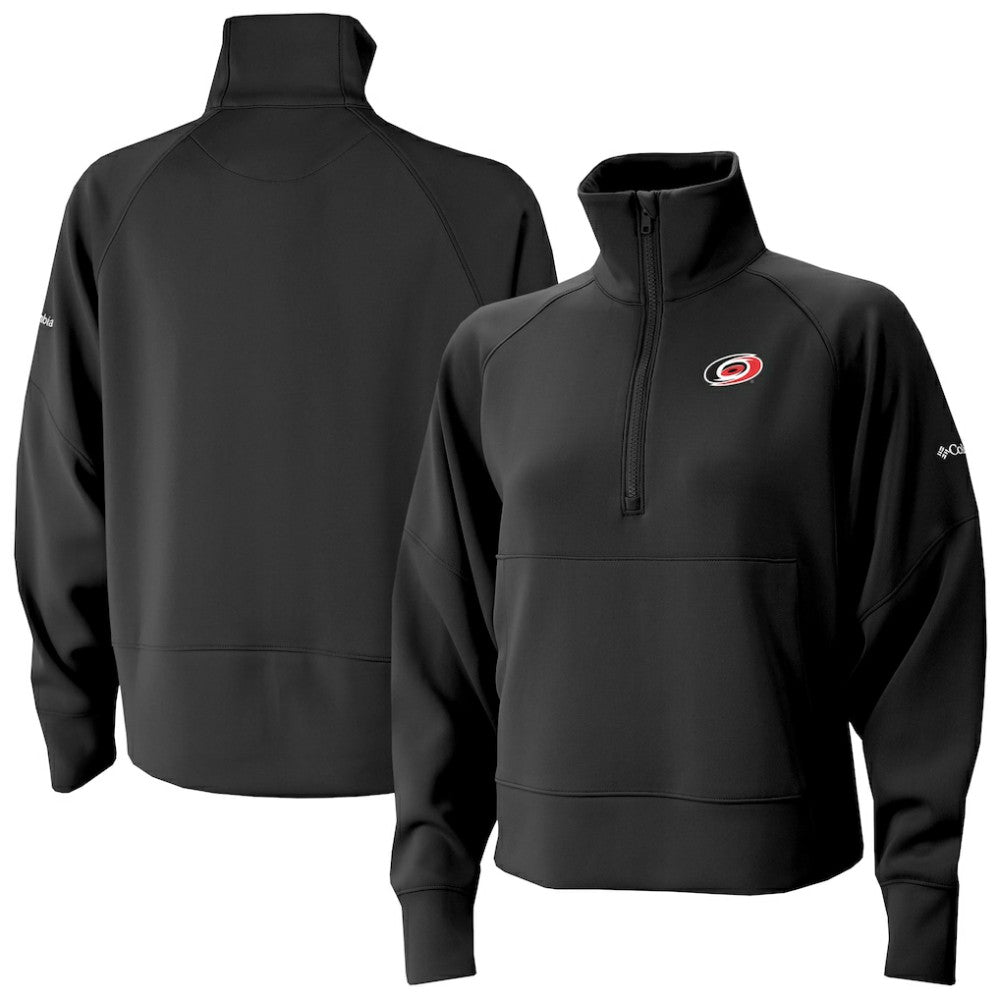 Carolina Hurricanes Columbia Women's Wickhams Hills Raglan Omni-Wick Half-Zip Pullover - Black | US 202633156