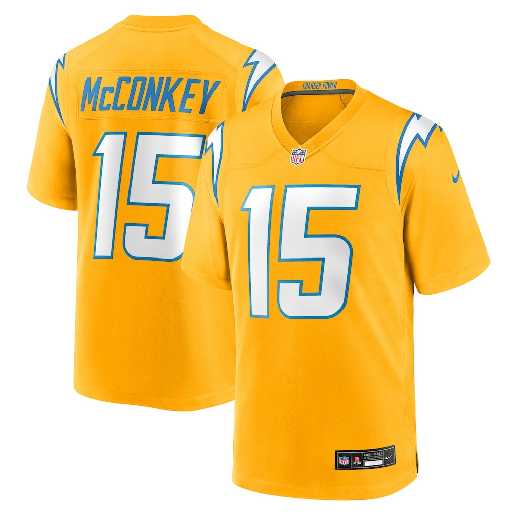 Ladd McConkey Los Angeles Chargers Alternate Charger Power Game Player Jersey - Gold Jerseys