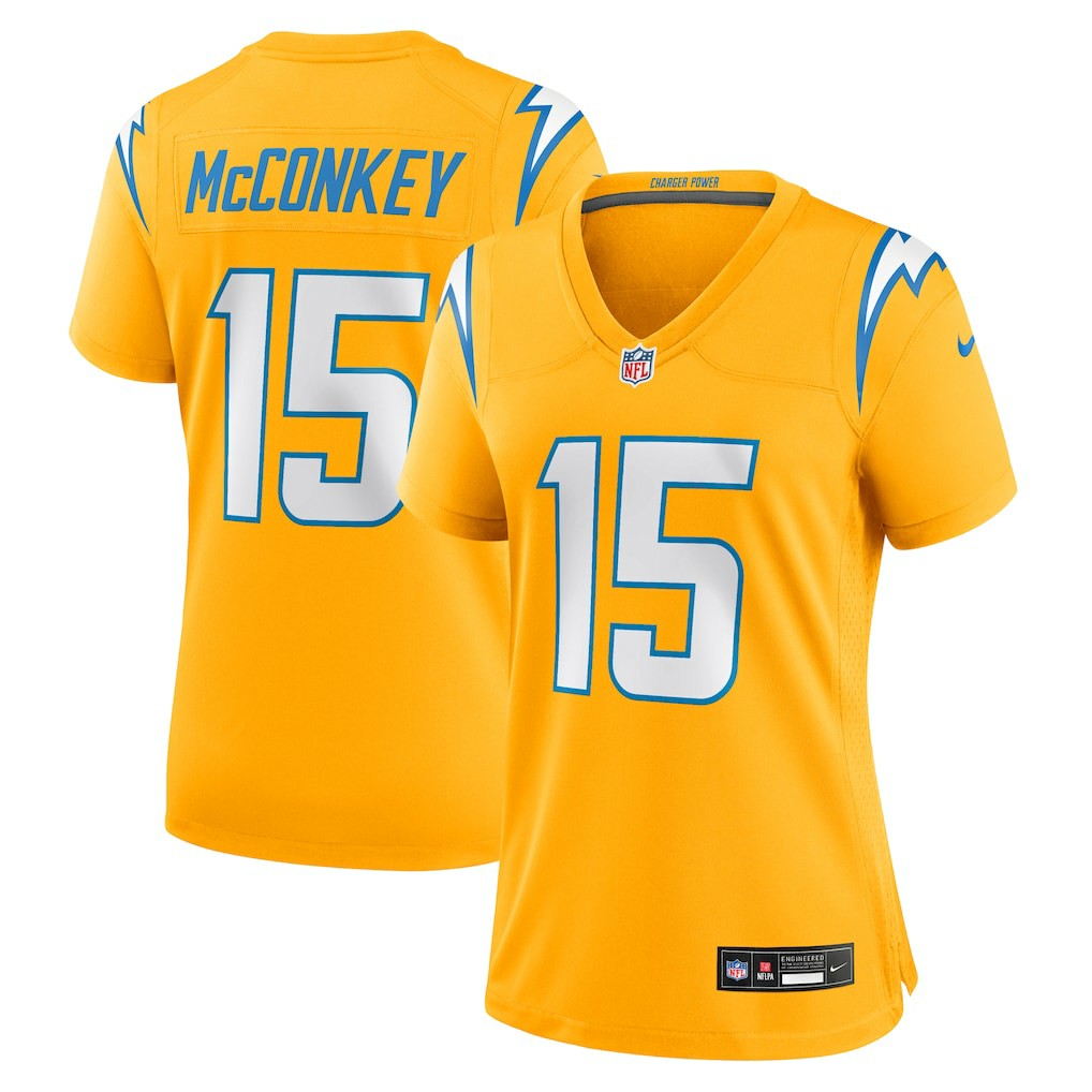 Ladd McConkey Los Angeles Chargers Women's Alternate Charger Power Game Jersey - Gold Jerseys