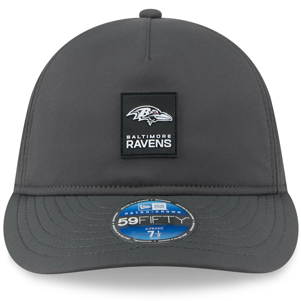 Baltimore Ravens New Era 2025 Sideline Cold Weather Retro Crown 59FIFTY Fitted Hat - Charcoal Hats