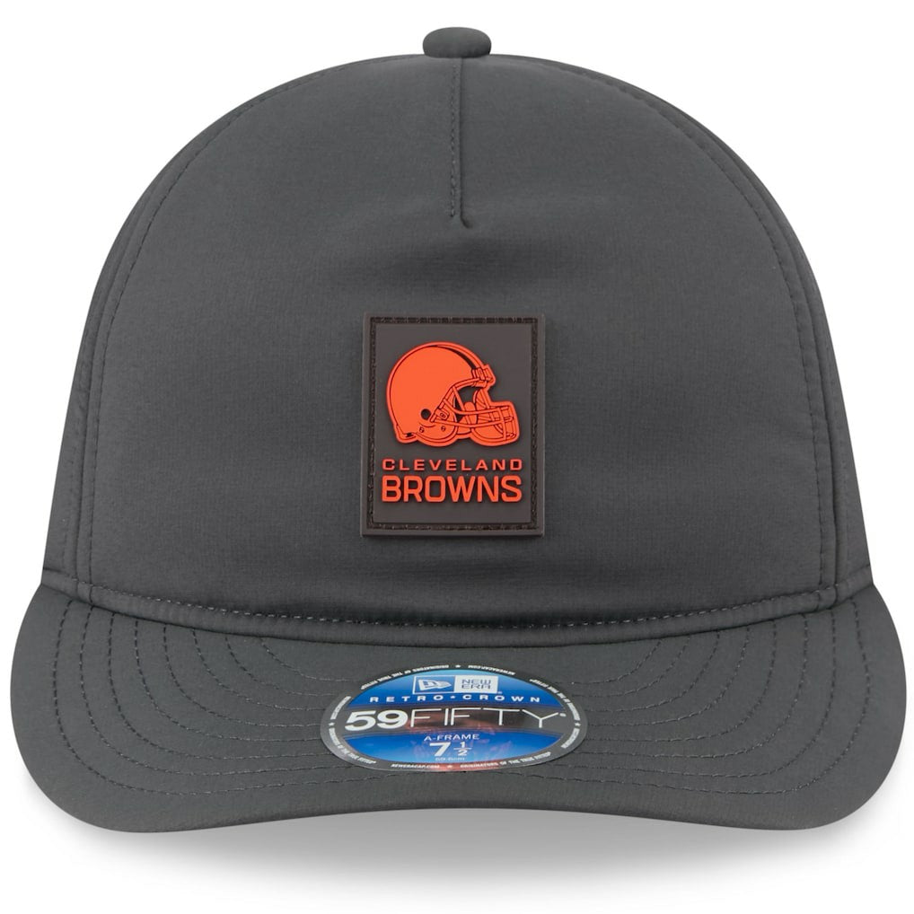 Cleveland Browns New Era 2025 Sideline Cold Weather Retro Crown 59FIFTY Fitted Hat - Charcoal Hats