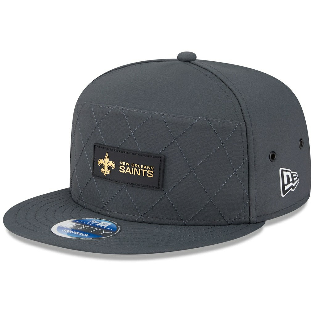 New Orleans Saints New Era 2025 Sideline Cold Weather Split Panel 9FIFTY Snapback Hat - Charcoal Hats