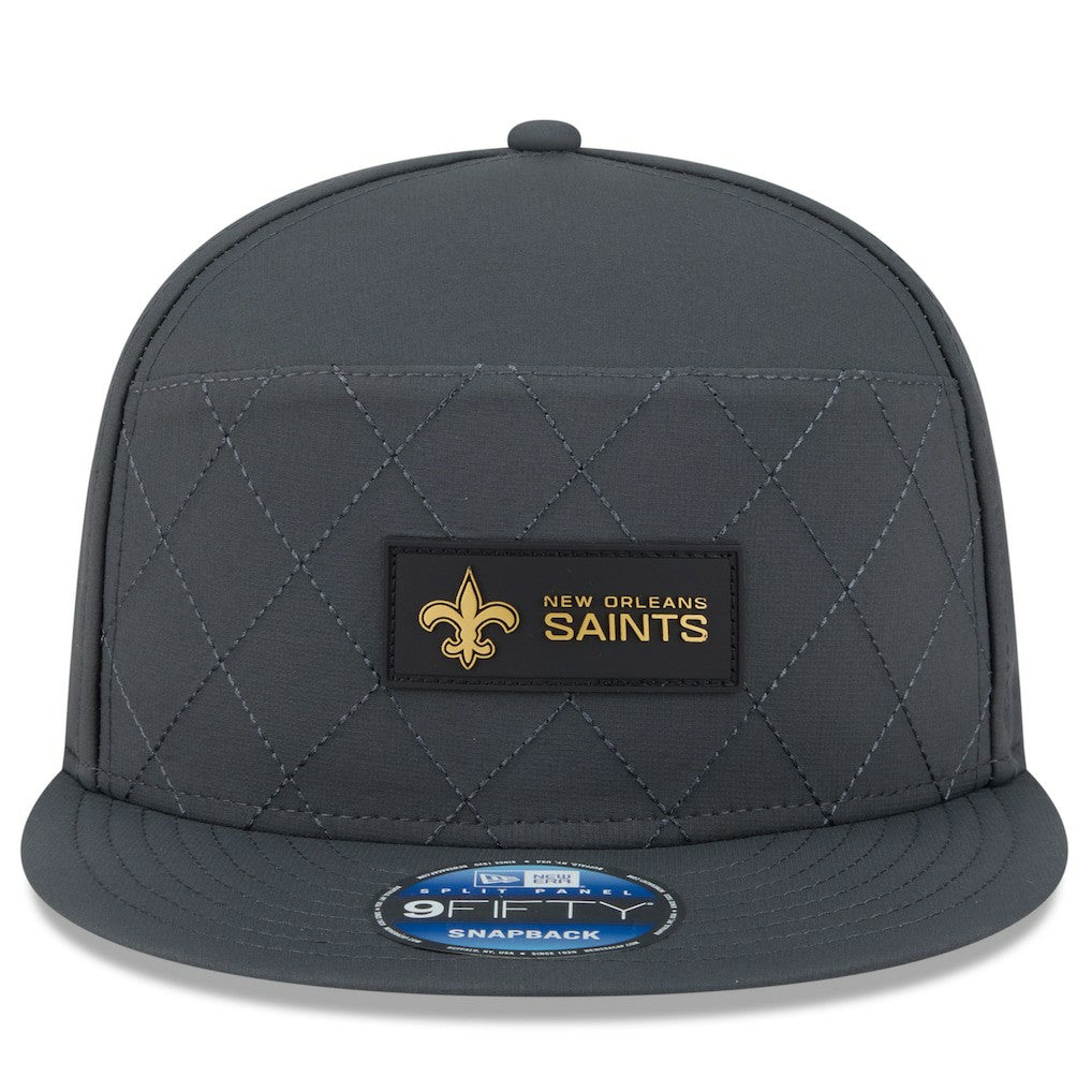 New Orleans Saints New Era 2025 Sideline Cold Weather Split Panel 9FIFTY Snapback Hat - Charcoal Hats