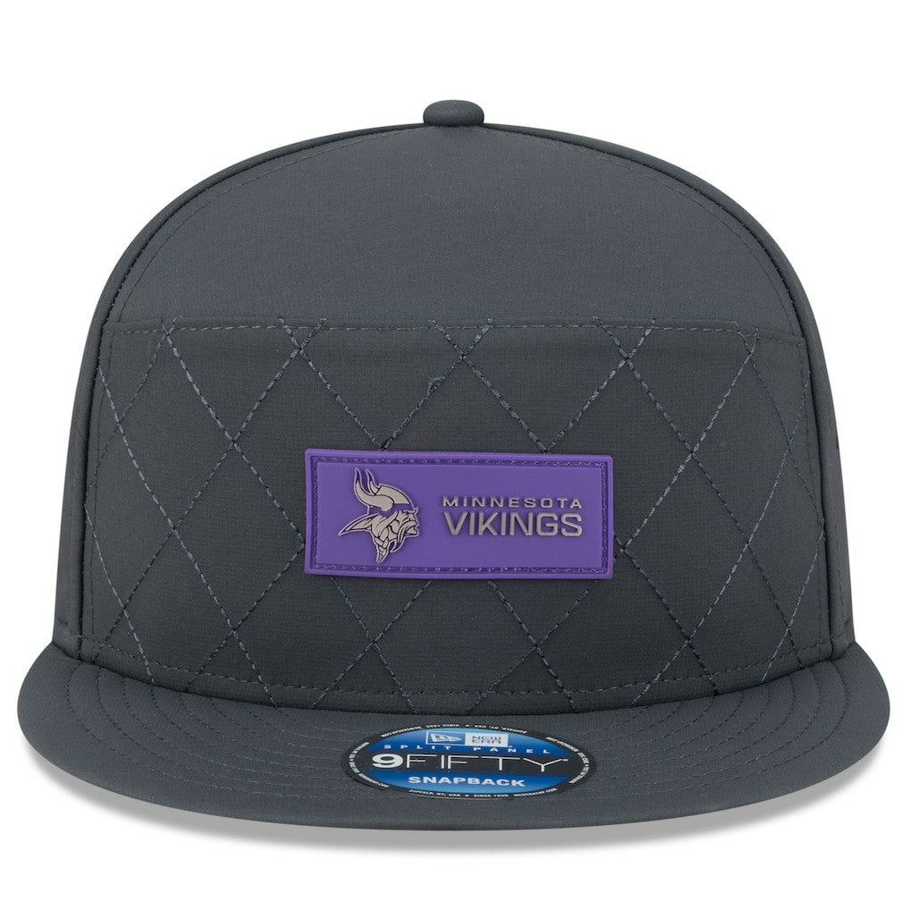 Minnesota Vikings New Era 2025 Sideline Cold Weather Split Panel 9FIFTY Snapback Hat - Charcoal Hats